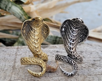 Snake Design Brass Ring - Adjustable Boho Statement Ring