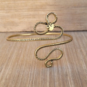 Boho Brass Arm Cuff Bracelet: Adjustable Tribal Armlet