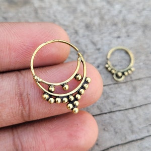 Brass Septum Nose Ring, Piercing Septum Ring, Tribal Boho Ethnic Gift