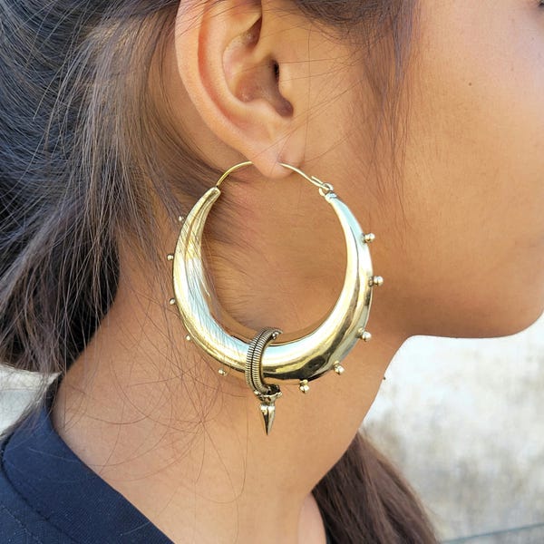 Large Brass Hoop Earrings: Chunky Gold Tone Statement Jewelry