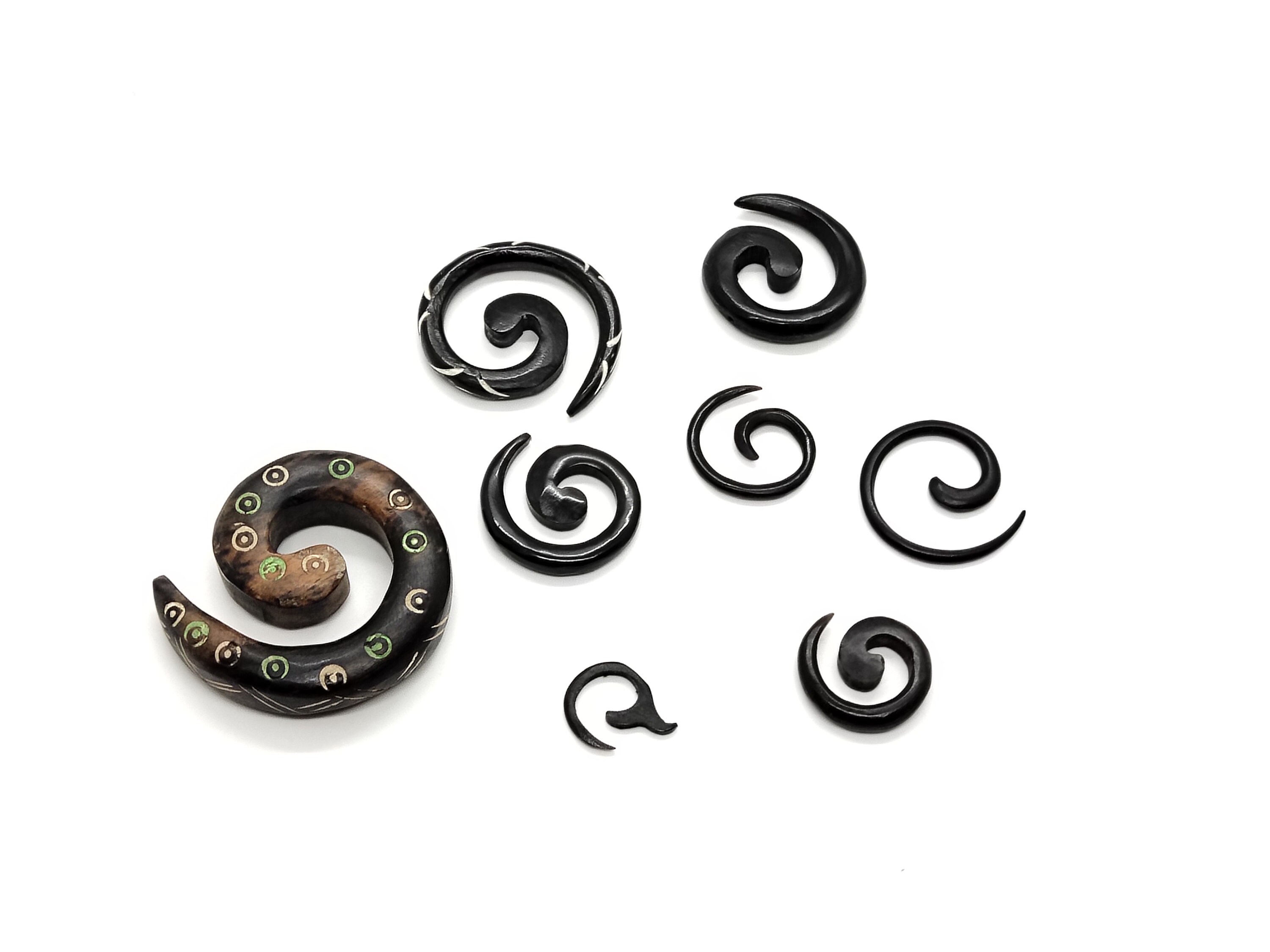 Tribal Wood Spiral Ear Stretchers Wood Ear Expanders Wood Etsy