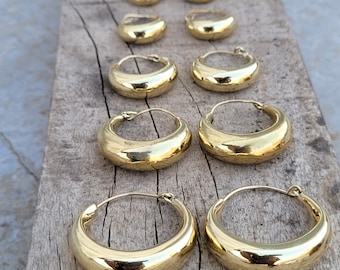 Chunky Brass Hoop Earrings: Simple Boho Style