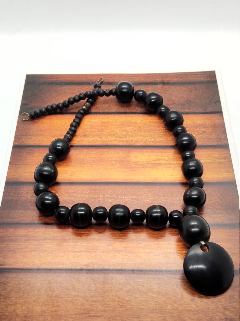 Chunky Black Bead Necklace for Women Statement Long Necklace Etsy