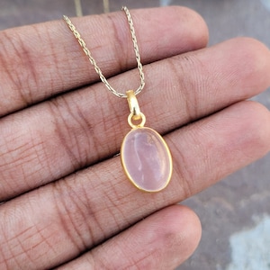 Rose Quartz Small Pendant Necklace | Dainty Crystal Pendant | Perfect Gift For Her