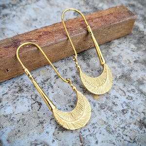 Long Brass Hoop Earrings: Bohemian Tribal Style