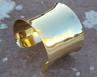 Large manchette tendance en laiton - Bracelet jonc épais et audacieux