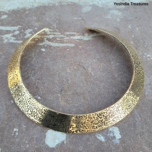 Ethnic Brass Choker Necklace: Tribal Bohemian Boho Jewelry