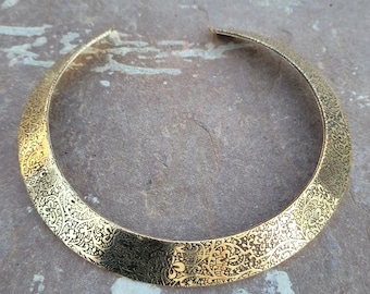 Ethnic Brass Choker Necklace: Tribal Bohemian Boho Jewelry