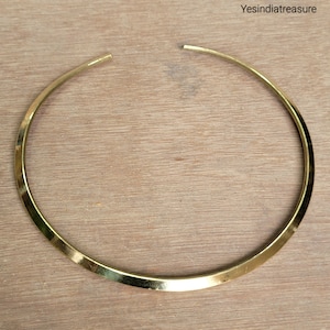 Minimalist Gold Tone Collar Necklace, Statement Choker Necklace, Simple Plain Choker, Cuff Necklace For Women, Perfect Gift For Her