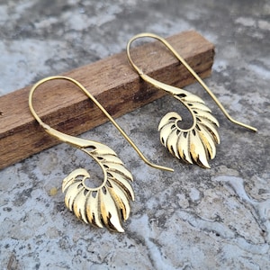 Boho Brass Spiral Hoop Earrings: Tribal Festive Jewelry