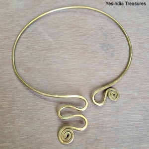 Minimalist Brass Torque Necklace, Tribal Choker Necklace, Ethnic Choker, Spiral Choker Necklace, Perfect Gift