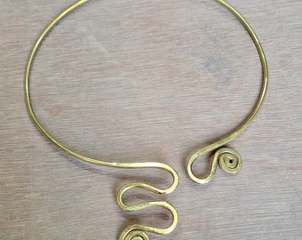 Minimalist Brass Torque Necklace, Tribal Choker Necklace, Ethnic Choker, Spiral Choker Necklace, Perfect Gift