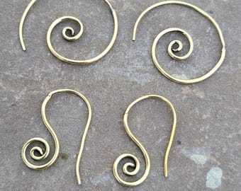 Brass Spiral Earrings: Minimalist Boho Style