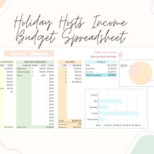 Savvy Sheets - Holiday Host Budget and Income Spreadsheet (Airbnb/Stayz) - Google SheetsInstant Download