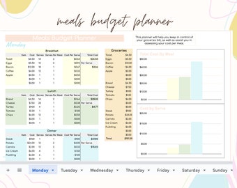 Slimme bladen - Maaltijden Budgetplanner - Google Spreadsheets Direct downloaden