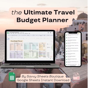 Savvy Sheets Travel Budget Planner Spreadsheet Google SheetsInstant Download image 1