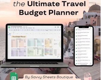 Savvy Sheets - Hoja de cálculo del planificador de presupuesto de viajes - Google Sheets Descarga instantánea