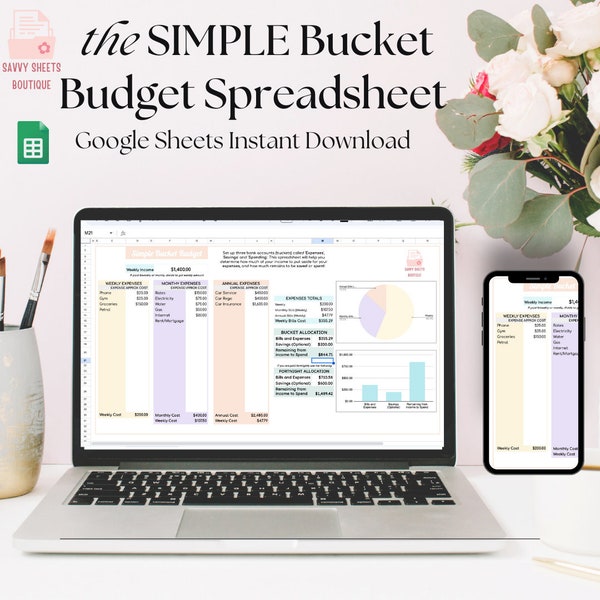 Simple Bucket Budget Spreadsheet - Google Sheets Instant Download