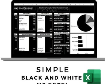 Savvy Sheets - Black and White Bucket Budget Spreadsheet- MS Excel Instant Download