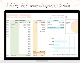 the Airbnb Host Income and Expenses Budget Spreadsheet - Google Sheets Instant Download