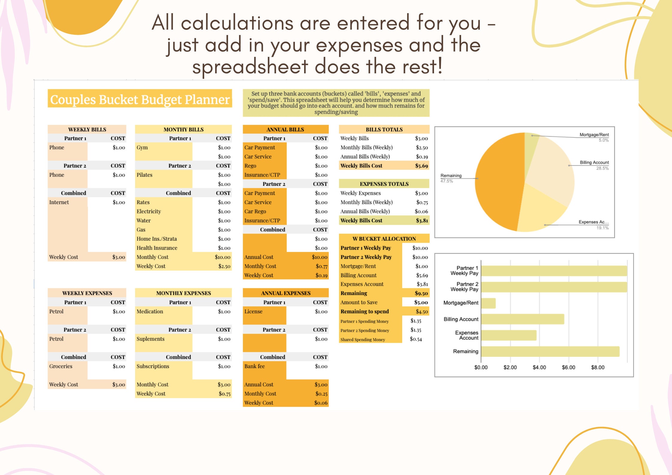 Savvy Sheets Couples Bucket Budget Spreadsheet Google Sheets Instant Download Etsy Australia