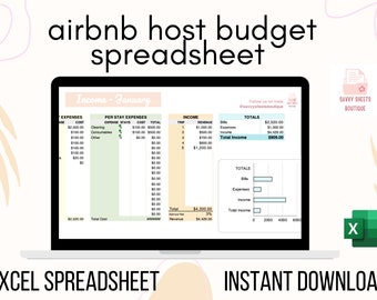 Holiday Host Income and Expenses Tracker Spreadsheet - MS Excel Instant Download