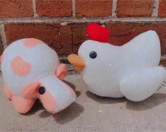 cow and chicken plush