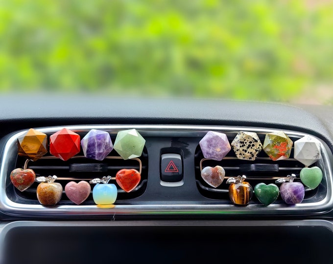 Quartz Crystal Car Vent Clip: Carving Star, Heart, Hexagram Decoration