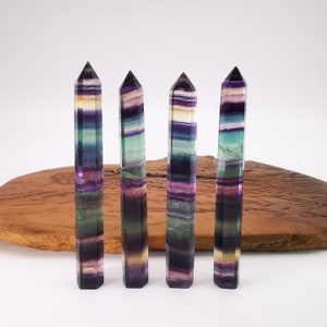 100mm+ Natural Colourful Fluorite Crystal Obelisk Tower/Quartz Crystal Wand Point Obelisk/Reiki Crystal Healing