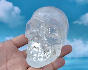 Natural Clear Quartz Crystal Skull/Quartz Crystal Carved Skull/Reiki Crystal Healing