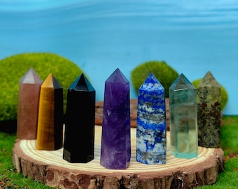 Crystal Tower Point: Chakra Meditation Healing Stone Obelisk