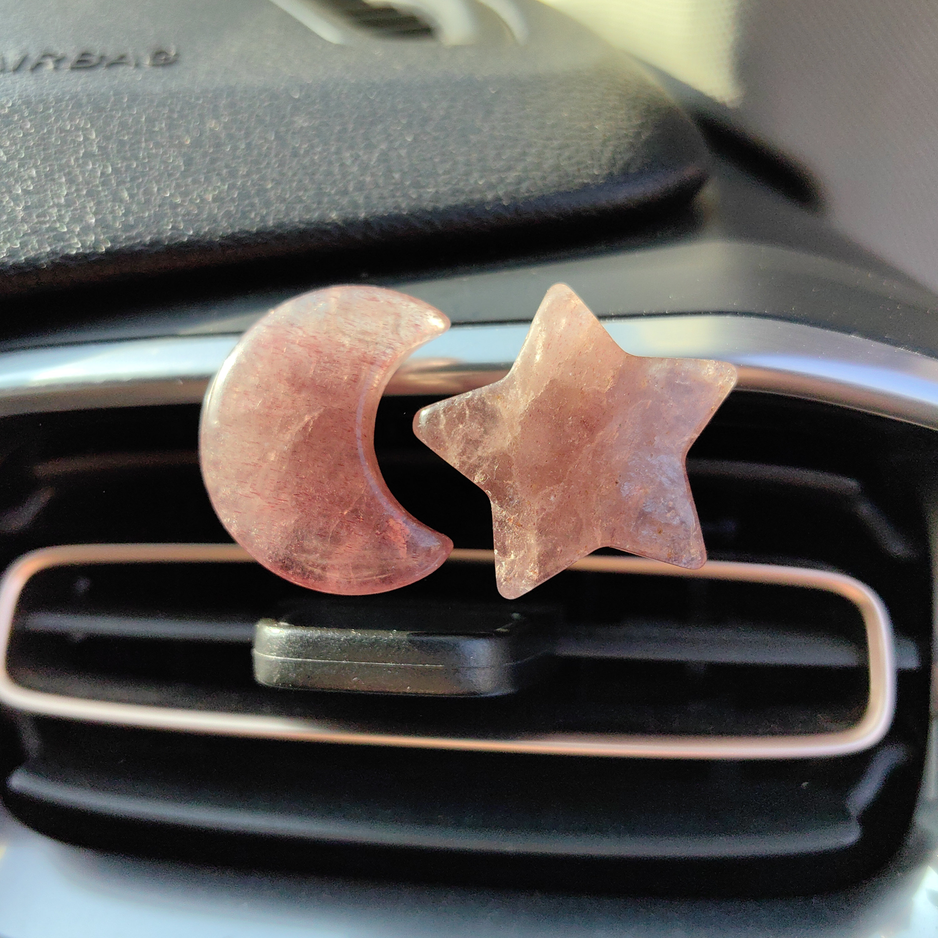 (Set of 2pcs)Crystal Car Vent Clips Crystal Star Moon Car Outlet Decoration, Natural Quartz Car Parts, Car Crystal, Car Gifts
