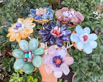 Crystal Stone Rose Gemstone Flower,Crystal Jewelry,quartz crystal Home Decoration,Reiki Heal,Girlfriend gift,Mom&#39;s gift,Valentines Gift