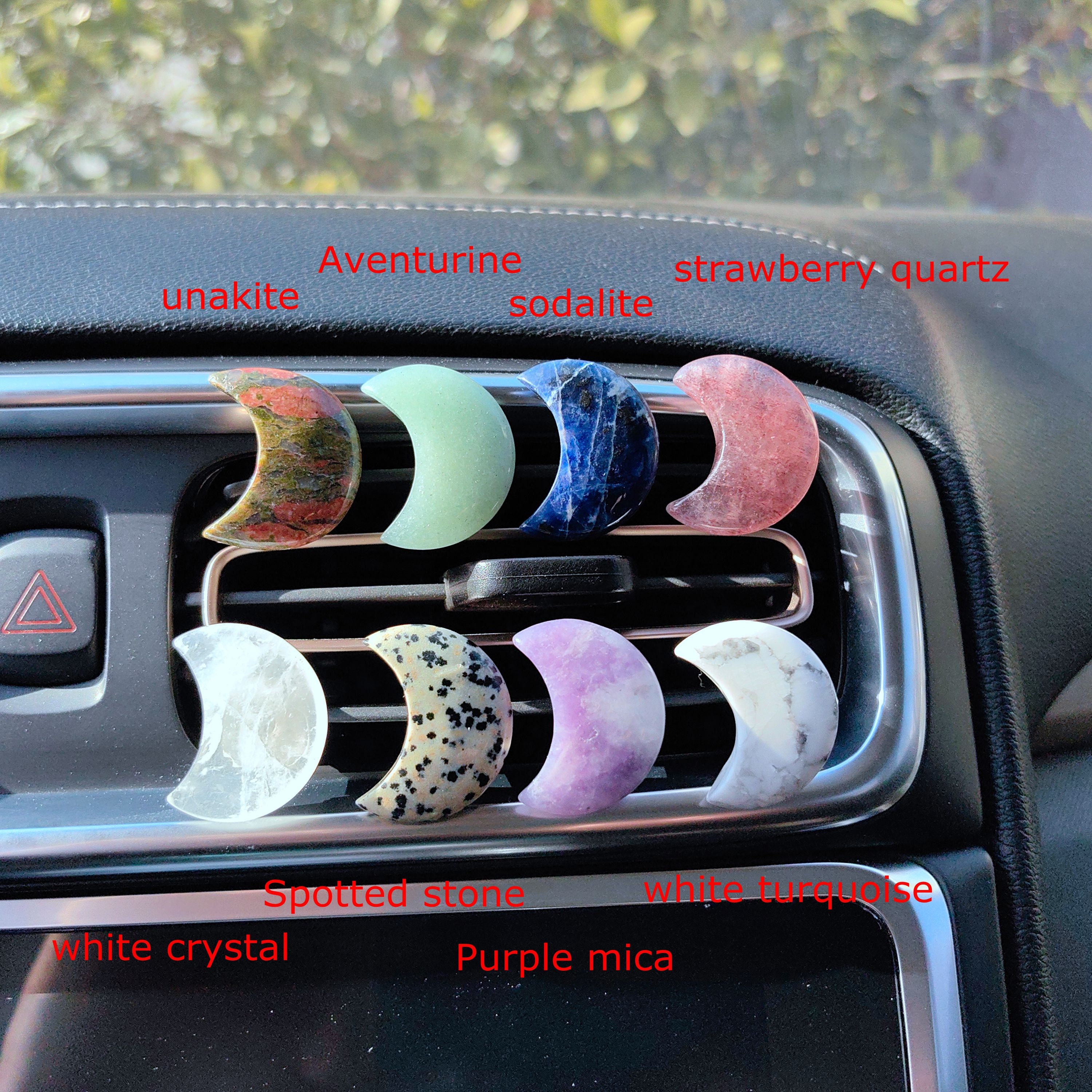 (Set of 2pcs)Crystal Car Vent Clips Crystal Star Moon Car Outlet Decoration, Natural Quartz Car Parts, Car Crystal, Car Gifts