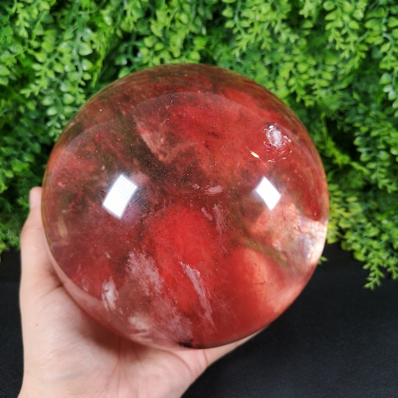 2.2LB Red Melting Stone Quartz Crystal Healing Reiki Wand Tower Point 