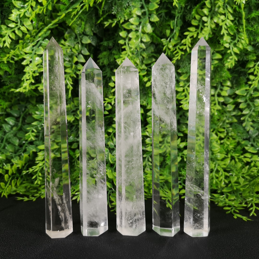 Natural White Quartz Crystal Wand Obelisk，Crystal Tower Point ,Quartz