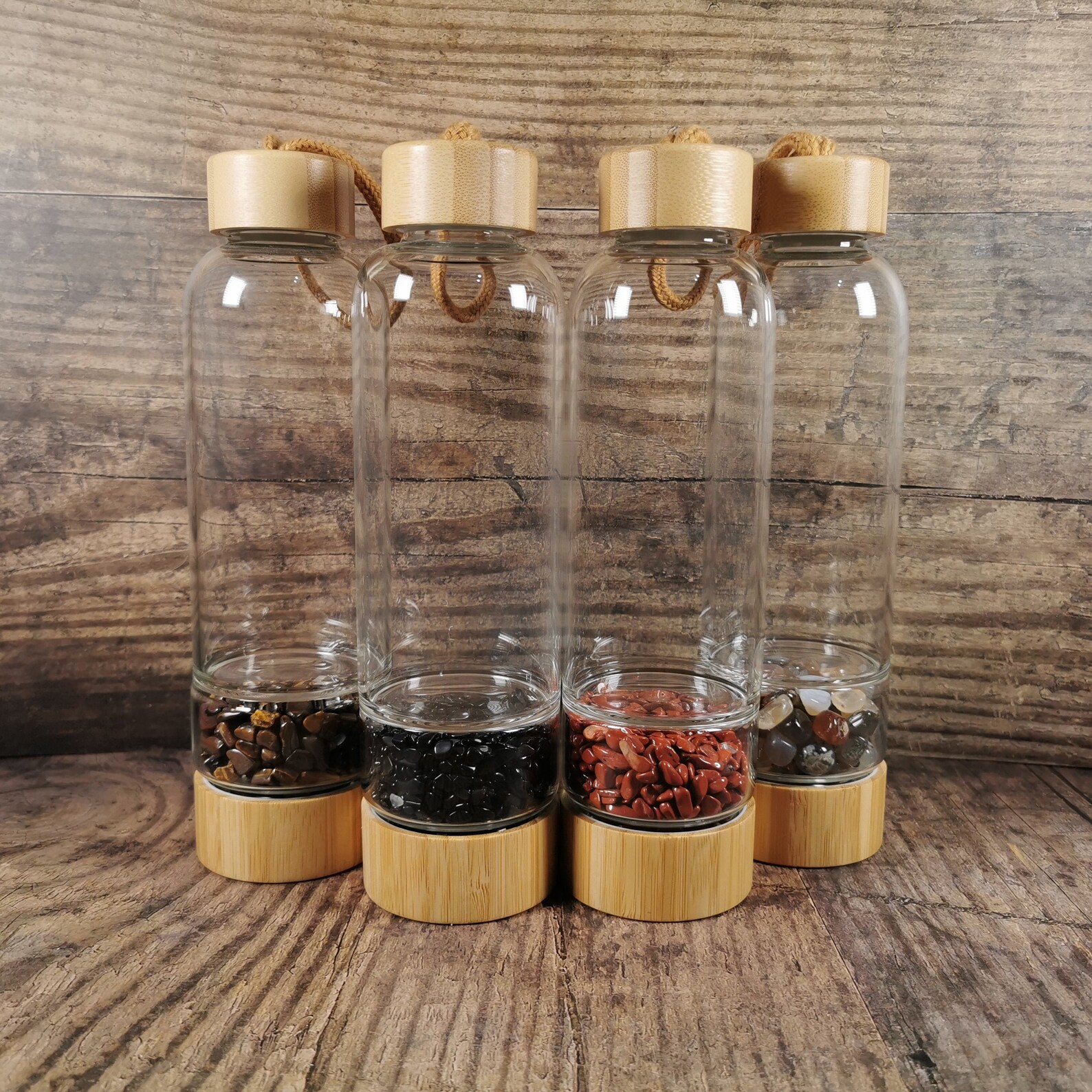 Natural Quartz Crystal Gravel Stone Point Glass Water Bottle Etsy