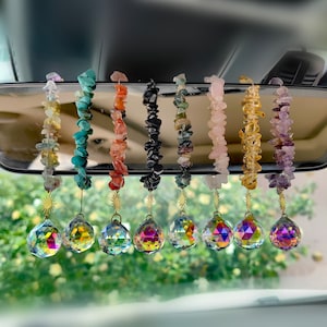 Atrapasueños de cristal para coche, péndulo de cristal, Wicca, druzy, jardín pagano, Halloween, decoración bohemia, accesorios para coche, decoración navideña para coche.