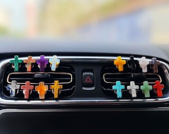Crystal Cross Car Vent Clip: Natural Quartz Car Decoration