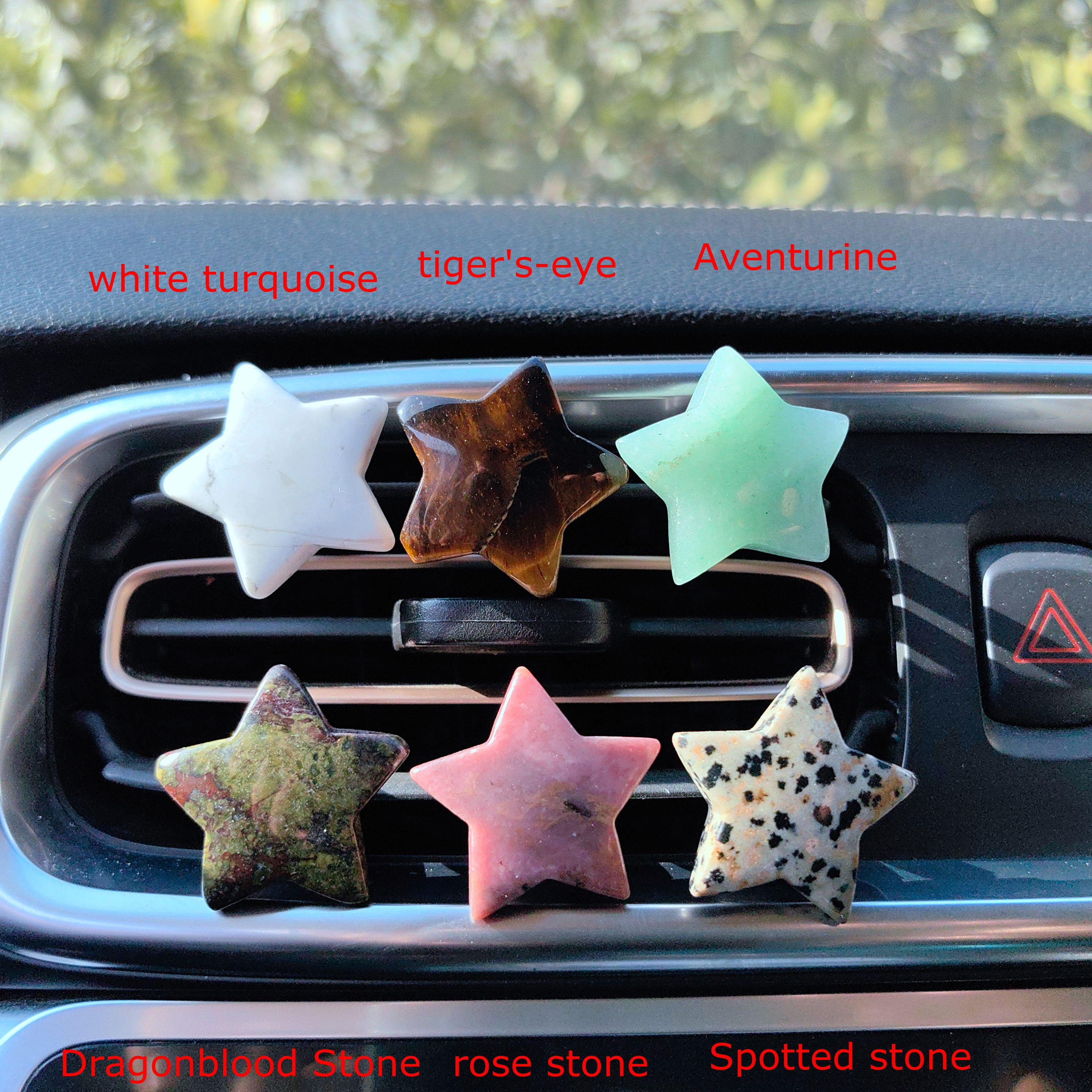 (Set of 2pcs)Crystal Car Vent Clips Crystal Star Moon Car Outlet Decoration, Natural Quartz Car Parts, Car Crystal, Car Gifts