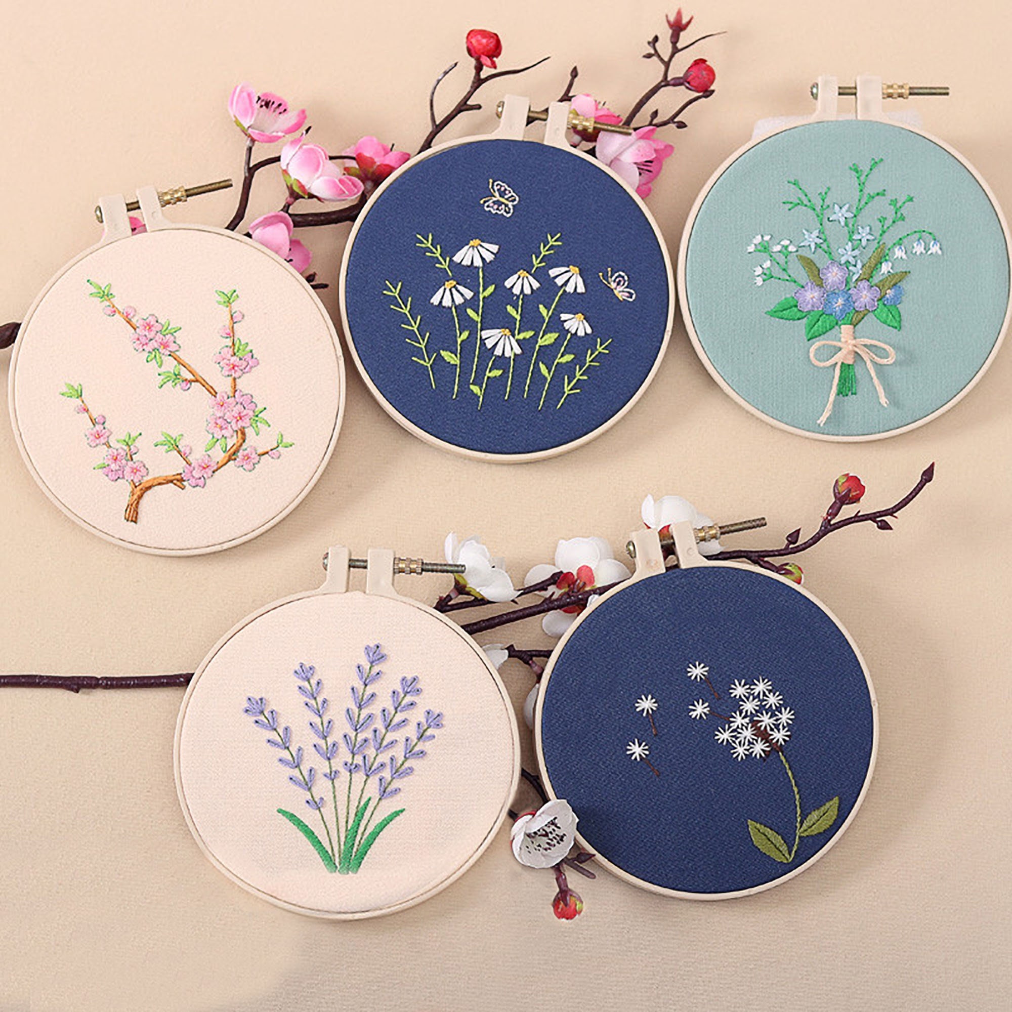 Floral Embroidery Full Kit for Beginner DIY Floral Embroidery Etsy