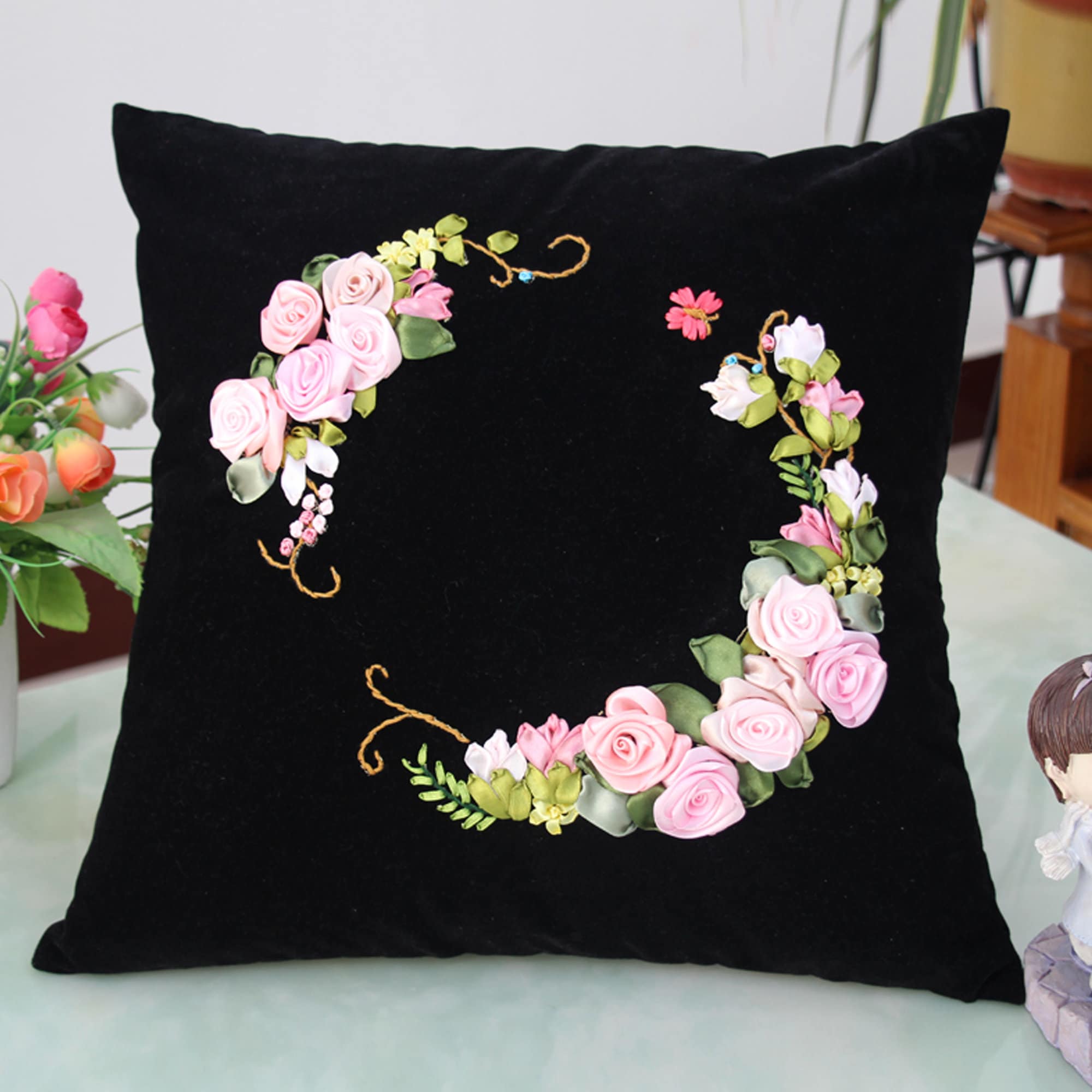 Pillow Ribbon Embroidery Kits Original European Pillow Etsy