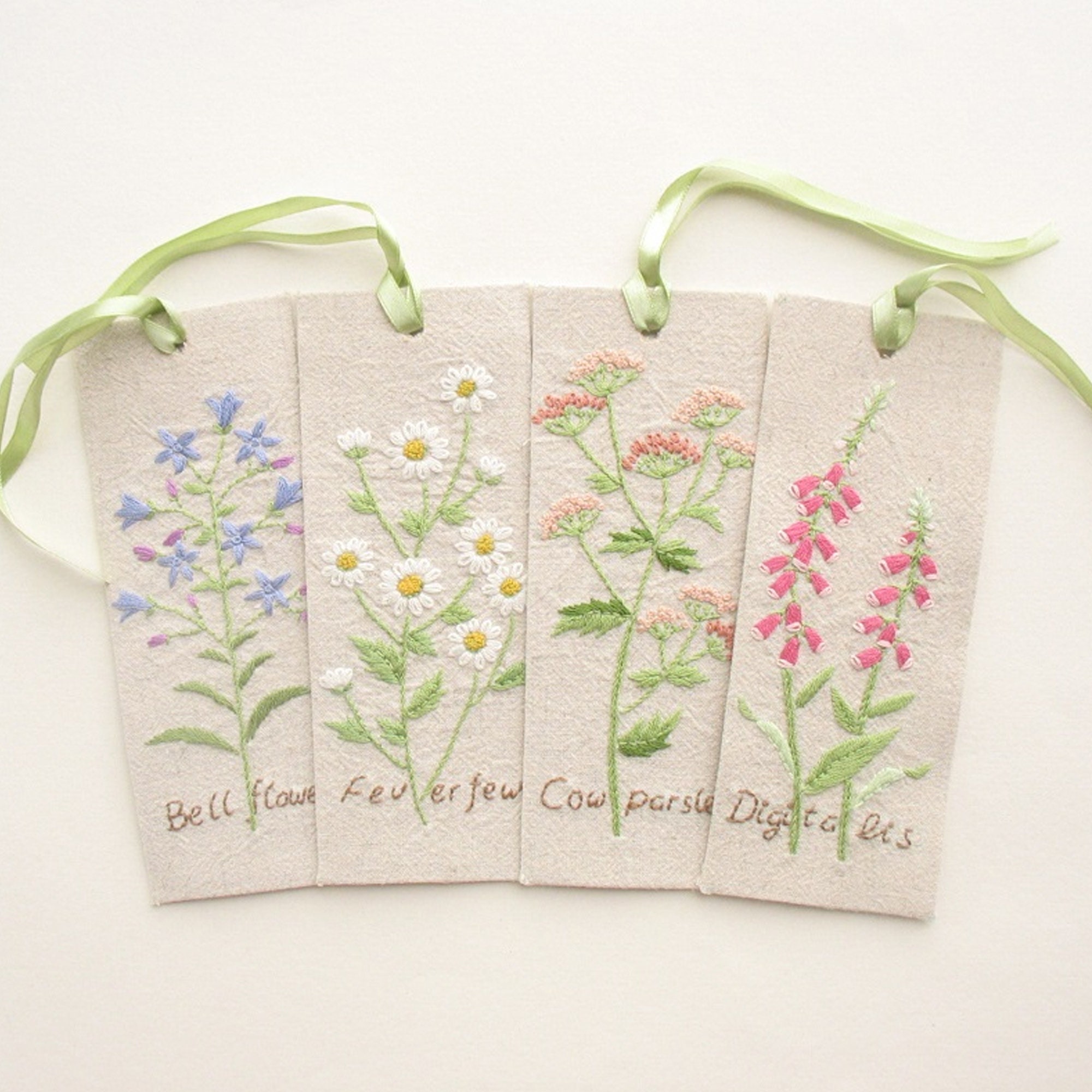 Bookmark Embroidery Kits Floral Embroidery Full Kits Flower Etsy