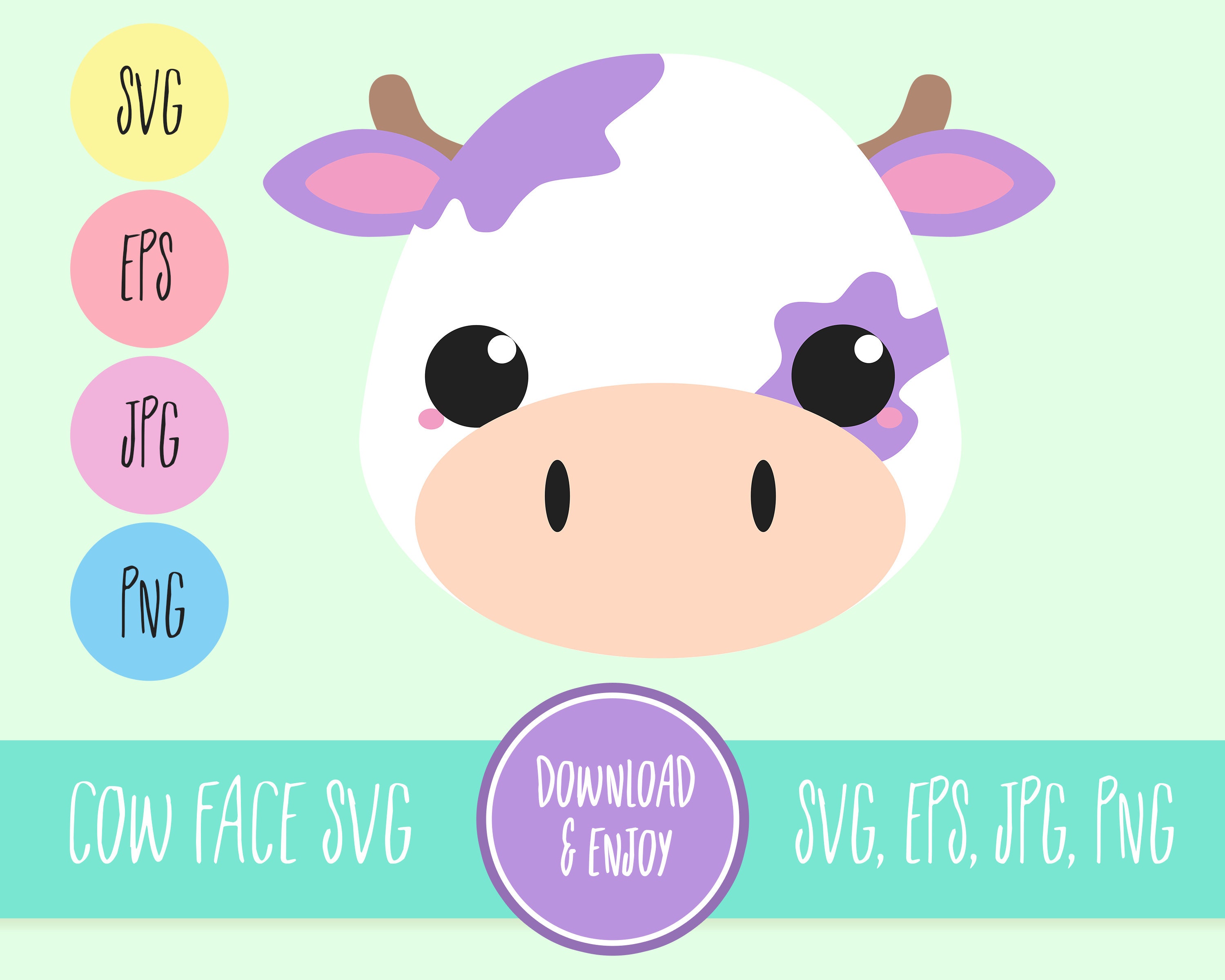 Cow Face SVG Cow Head SVG Layered for Easy Use Svg, Eps, Jpg, Png
