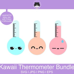 Thermometer SVG Bundle | Weather SVG - layered for easy use | svg, eps, jpg, png | Kawaii SVG for cutting programs like Silhouette, Cricut