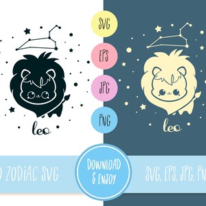Puede incluir: Ilustración en blanco y negro de un león de dibujos animados con una constelación de estrellas encima. El texto "leo" está debajo del león. La imagen está sobre un fondo blanco.