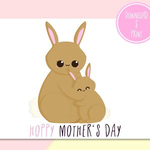 Kawaii Hase Muttertags Postkarte "Hoppy Mother's Day" | Kawaii Muttertag Postkarte | Muttertag Postkarte Digitaler Download