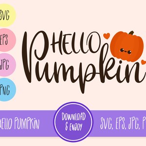 Hola Calabaza SVG / Calabaza SVG - en capas y fácil de usar / svg, eps, jpg, png / Kawaii SVG para programas de corte como Silhouette, Cricut, etc.