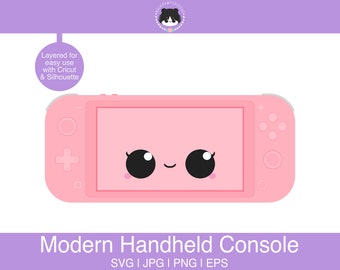 Kawaii modern handheld console SVG - layered for easy use | Cute gaming svg, eps, jpg, png | For cutting programs like Silhouette & Cricut