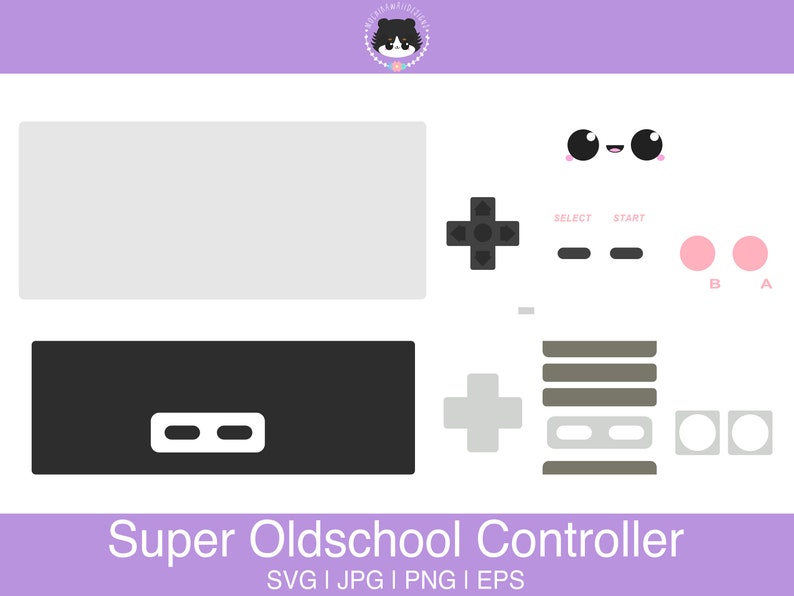 Kawaii Super Oldschool Controller SVG - Layered for Easy Use | Cute ...
